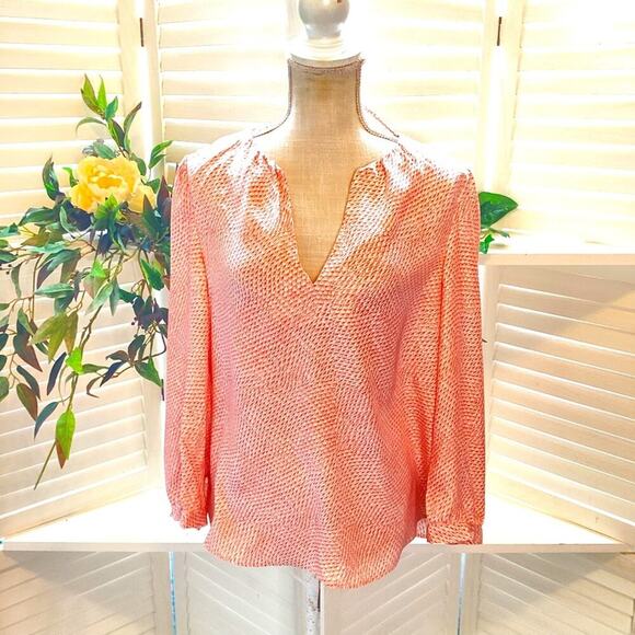 JOIE 100% GEOMETRIC LONG SLEEVE BLOUSE SIZE MED 1226 - Picture 1 of 6